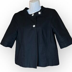 J. CREW Silk Lined Canvas Swing Coat Jacket Blazer Twill Black 1/2 Sleeve 10